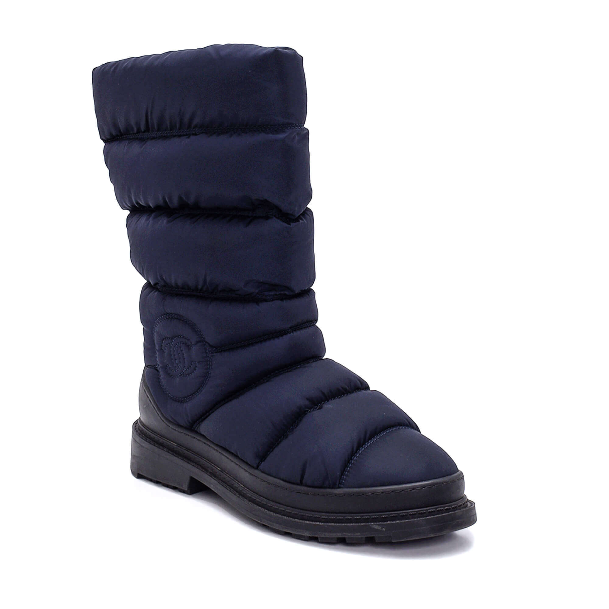 Chanel - Navy Shearling Inside Padded Snow Boots/39